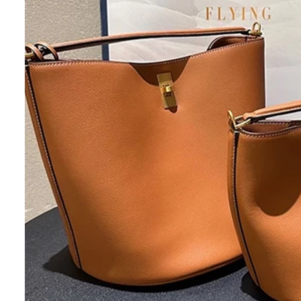 Genuine Leather Bucket Bag
